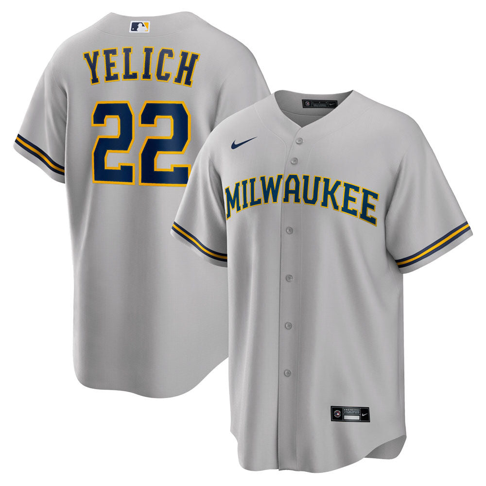 Men's Milwaukee Brewers Christian Yelich Alternate Player Jersey - Gray